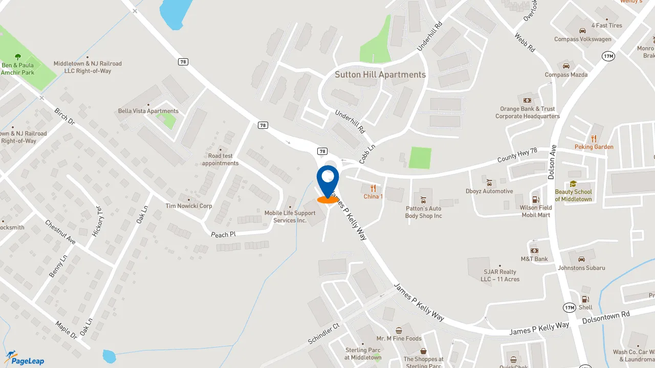https://pageleap.com map showing location of Dunkin&#039; in City Of Middletown.