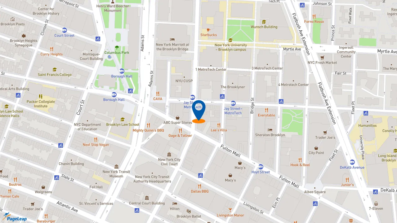 https://pageleap.com map showing location of Dunkin&#039; in City Of New York.