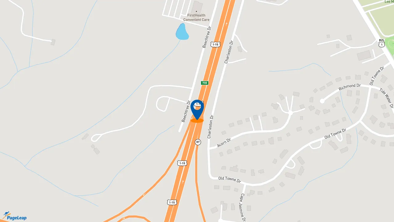 https://pageleap.com map showing location of Dunkin&#039; in Sanford.