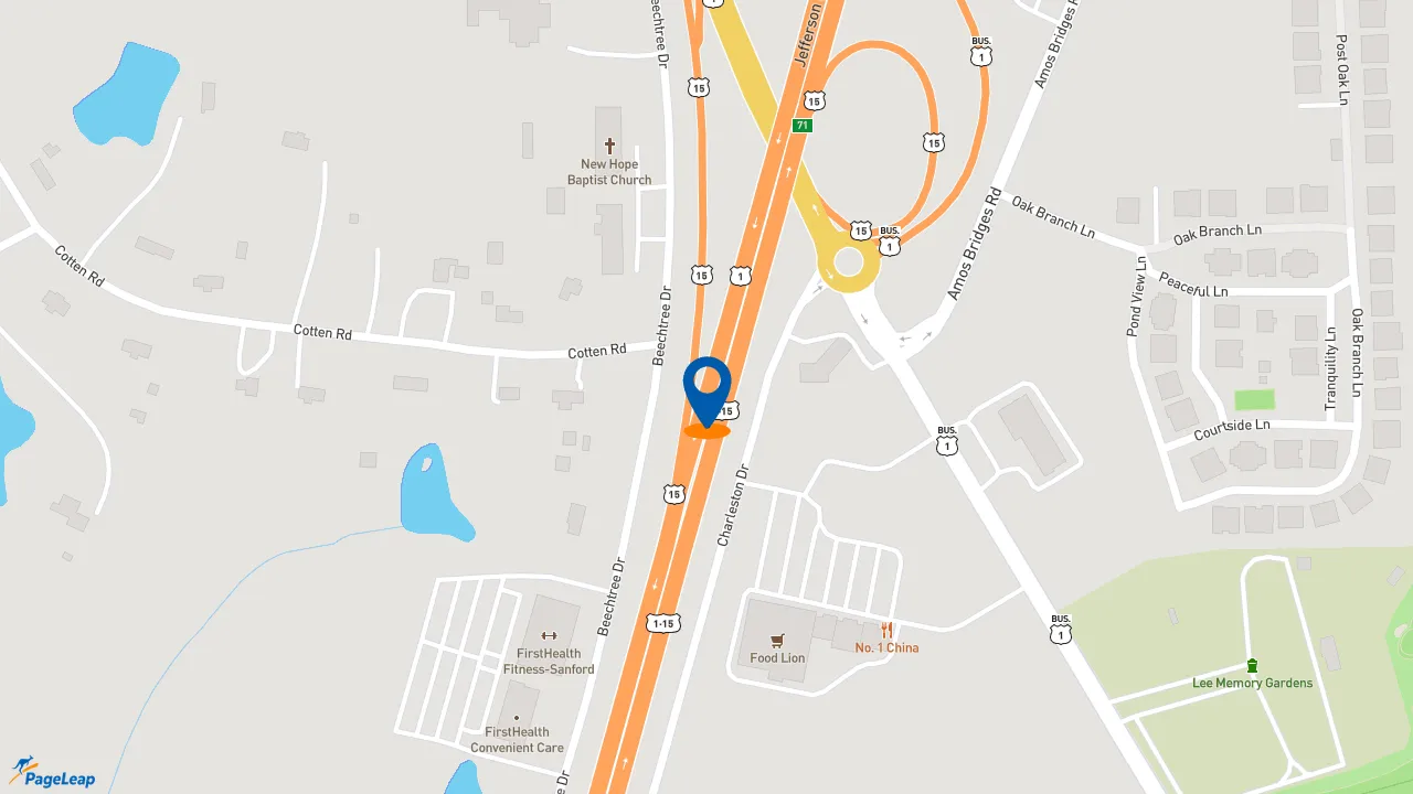 https://pageleap.com map showing location of Dunkin&#039; in Sanford.