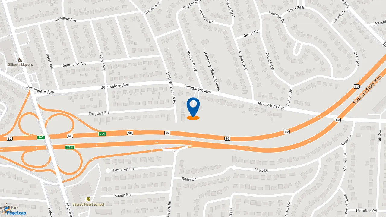 https://pageleap.com map showing location of Dunkin&#039; in Merrick.