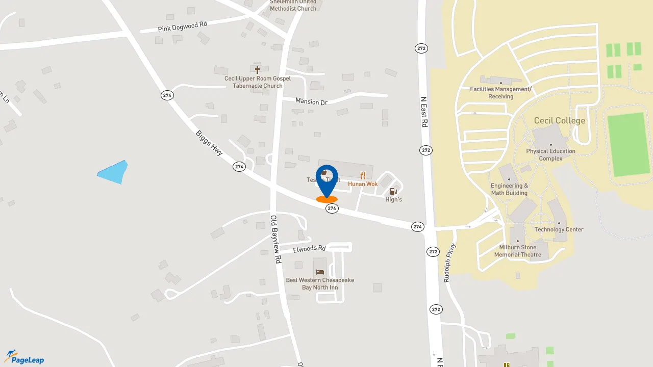 https://pageleap.com map showing location of Dunkin&#039; in North East.