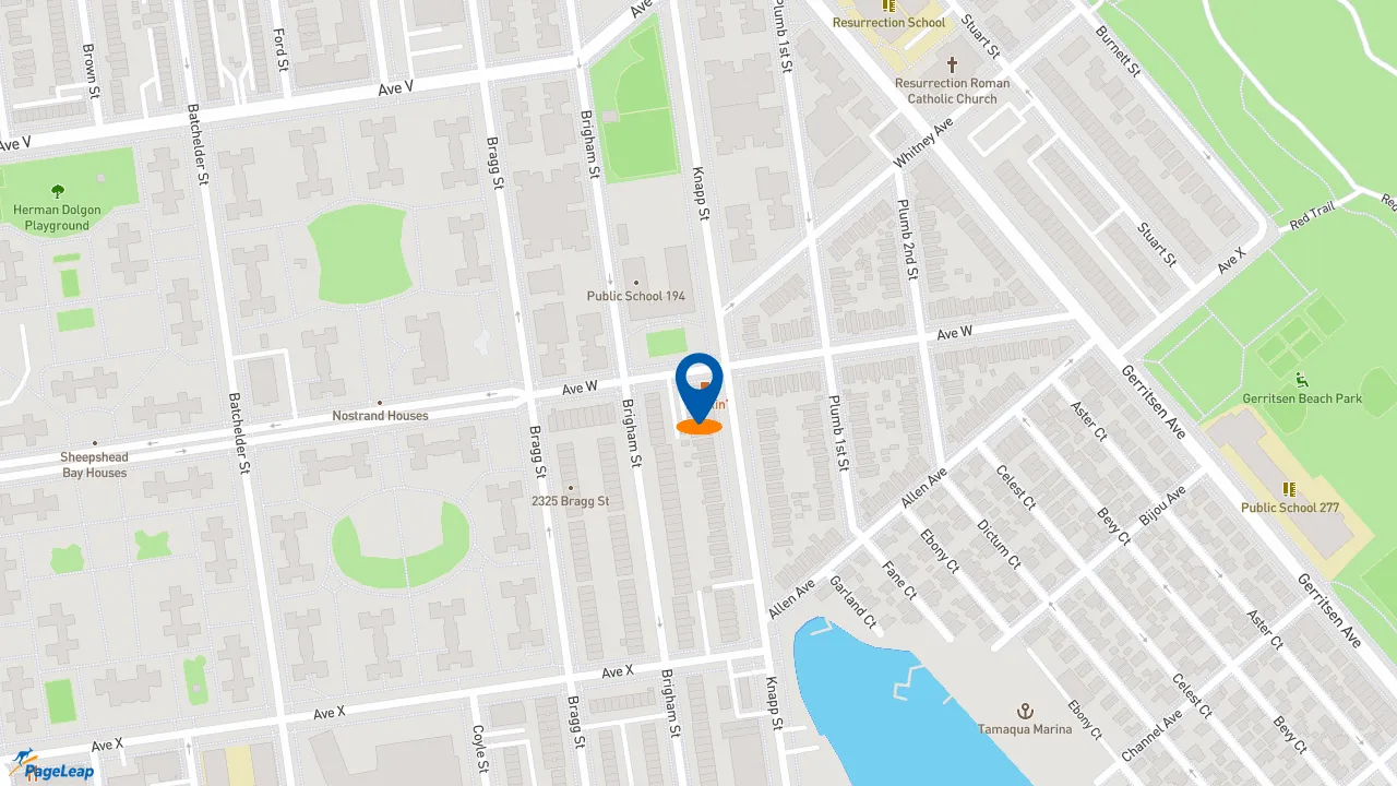 https://pageleap.com map showing location of Dunkin&#039; in Brooklyn.