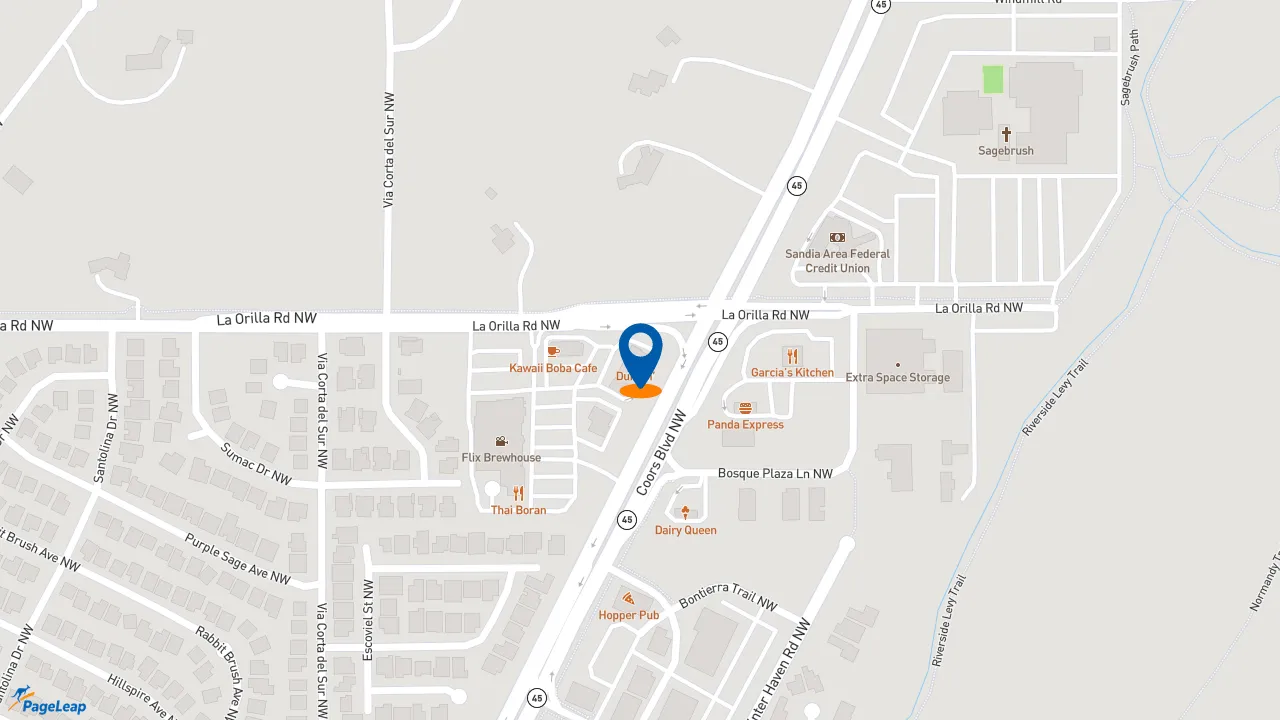 https://pageleap.com map showing location of Dunkin&#039; in Albuquerque.