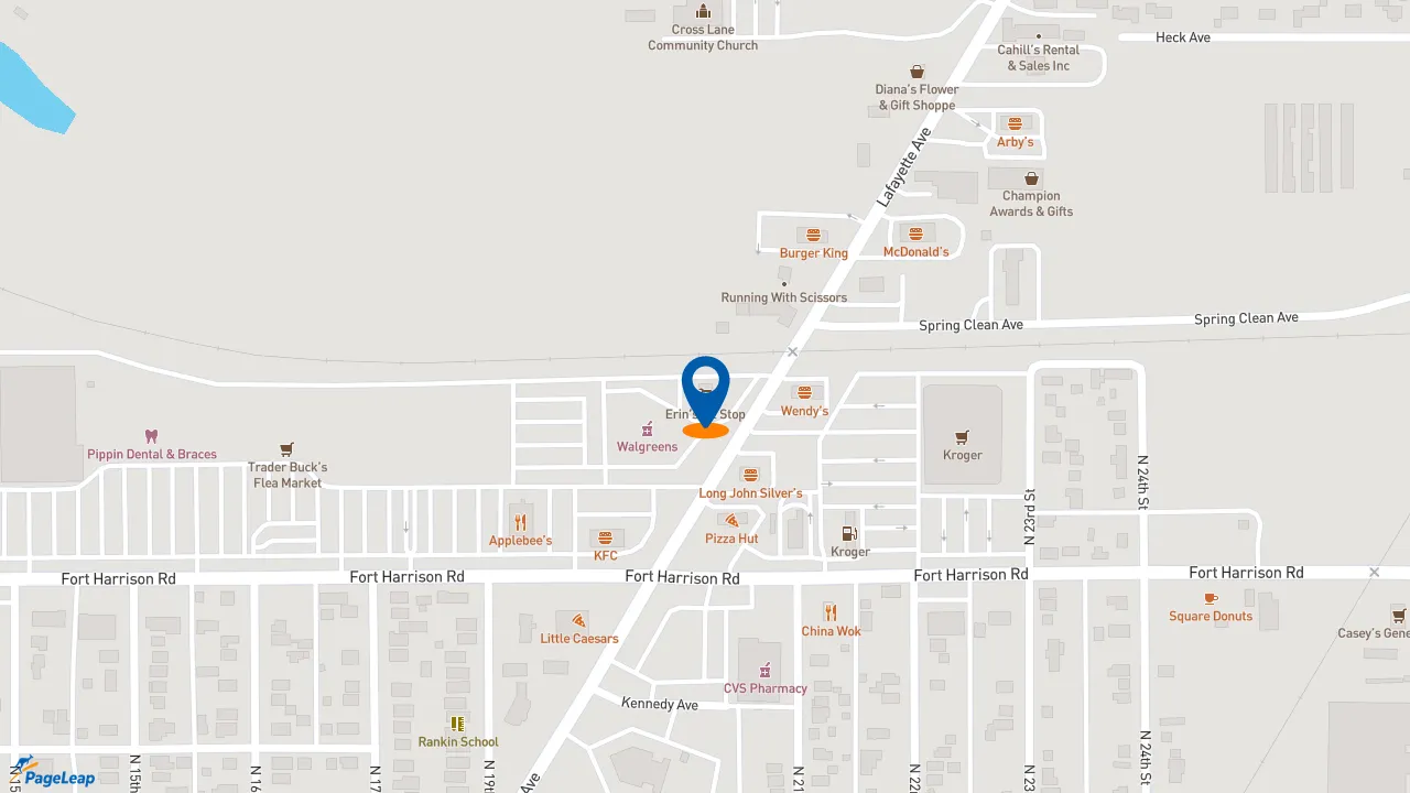 https://pageleap.com map showing location of Dunkin&#039; in Terre Haute.