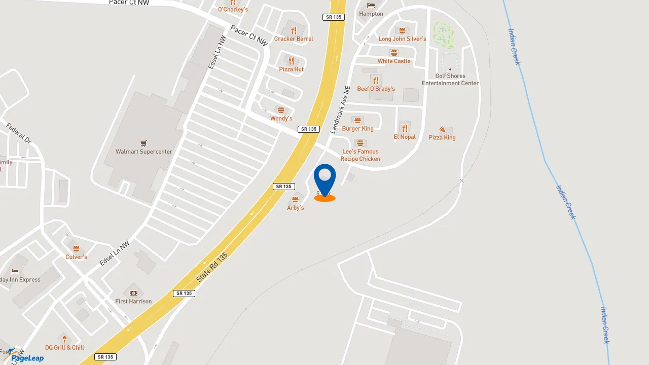 https://pageleap.com map showing location of Dunkin&#039; in Corydon.