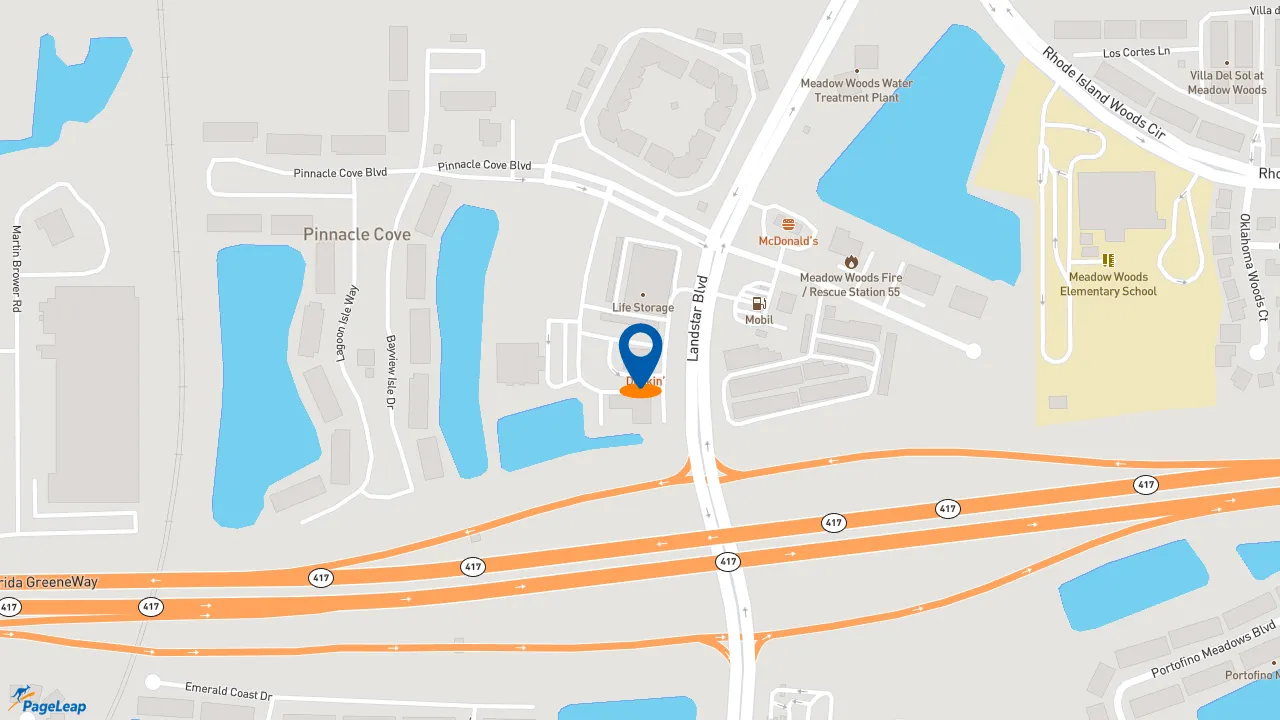 https://pageleap.com map showing location of Dunkin&#039; in Orlando.