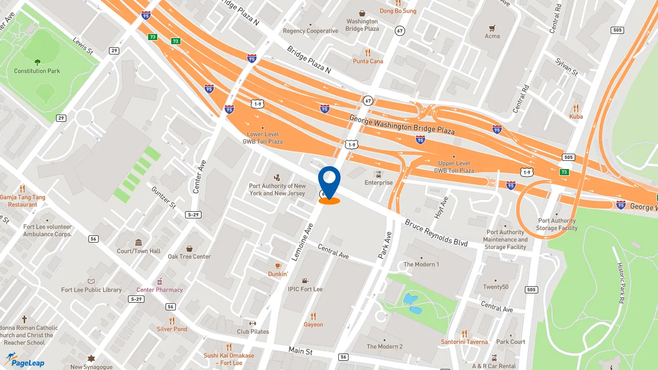 https://pageleap.com map showing location of Dunkin&#039; in Fort Lee.