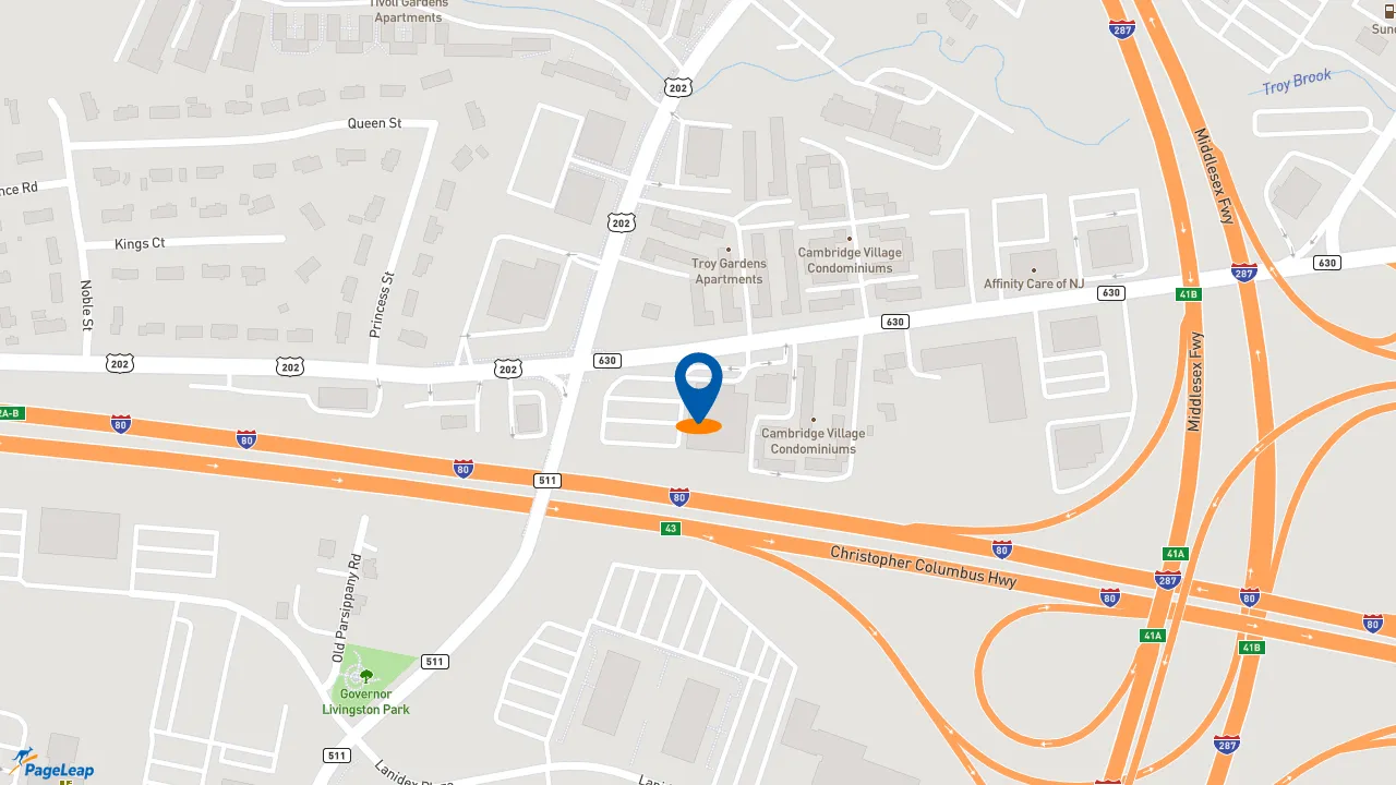 https://pageleap.com map showing location of Dunkin in Parsippany.