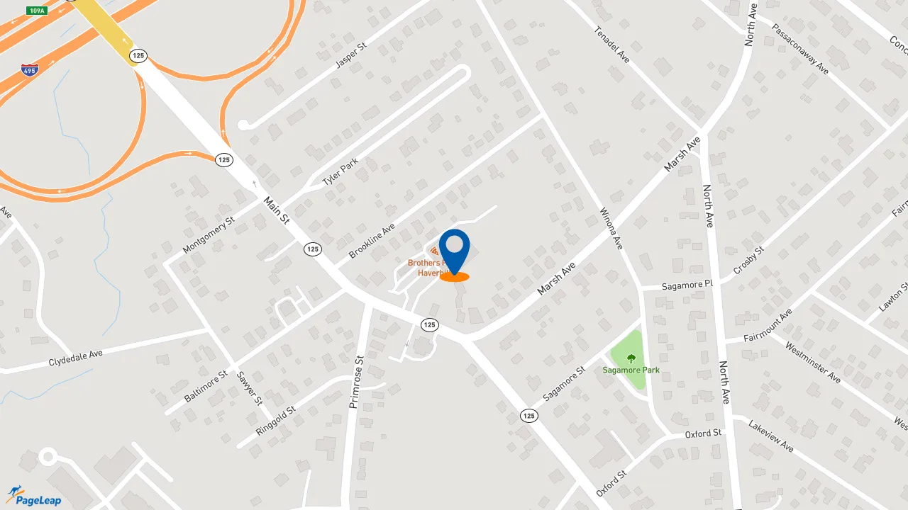 https://pageleap.com map showing location of Dunkin&#039; in Haverhill.