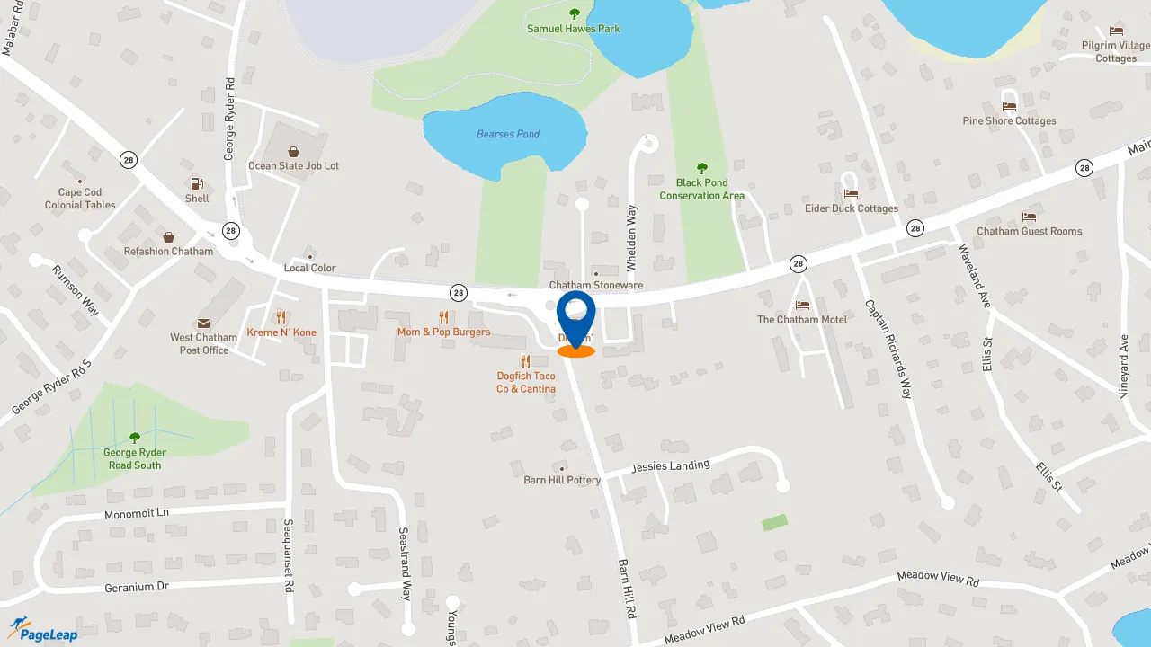 https://pageleap.com map showing location of Dunkin&#039; in Chatham.