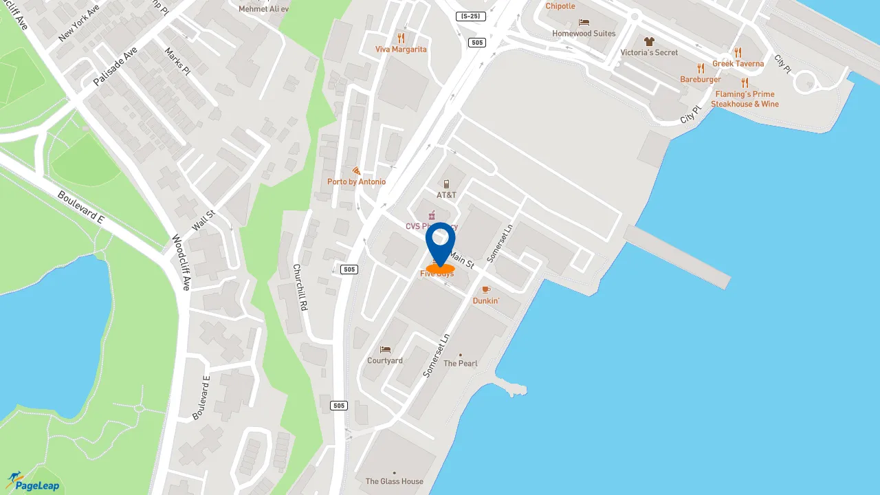 https://pageleap.com map showing location of Dunkin&#039; in Edgewater.