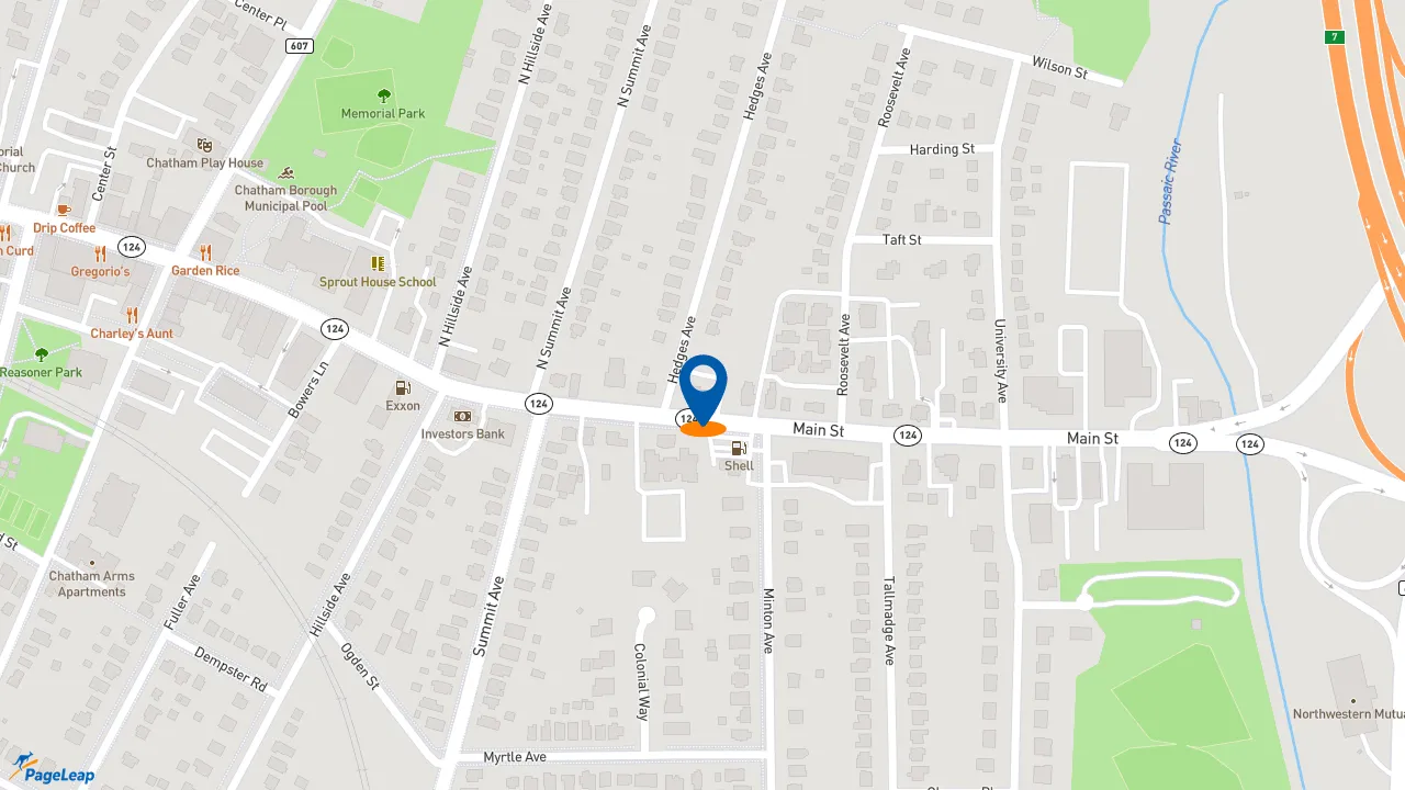 https://pageleap.com map showing location of Dunkin&#039; in Chatham.