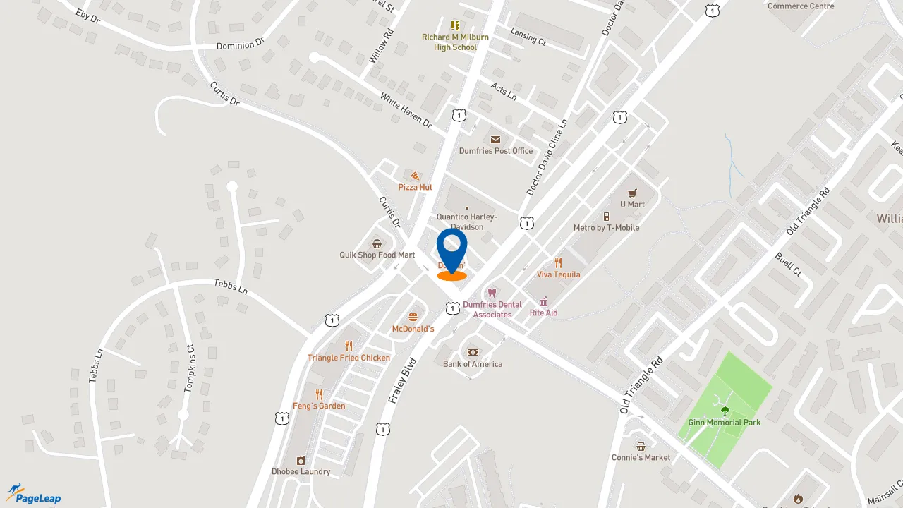 https://pageleap.com map showing location of Dunkin&#039; in Dumfries.