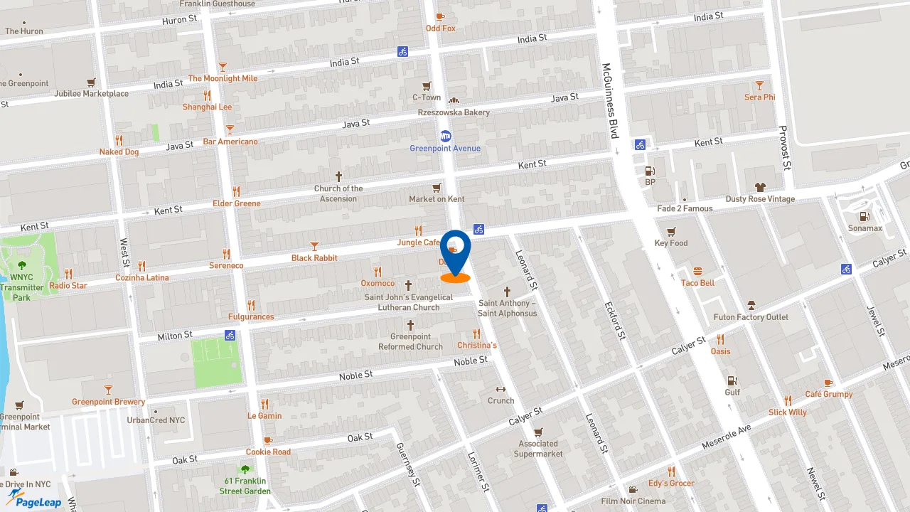 https://pageleap.com map showing location of Dunkin&#039; in City Of New York.