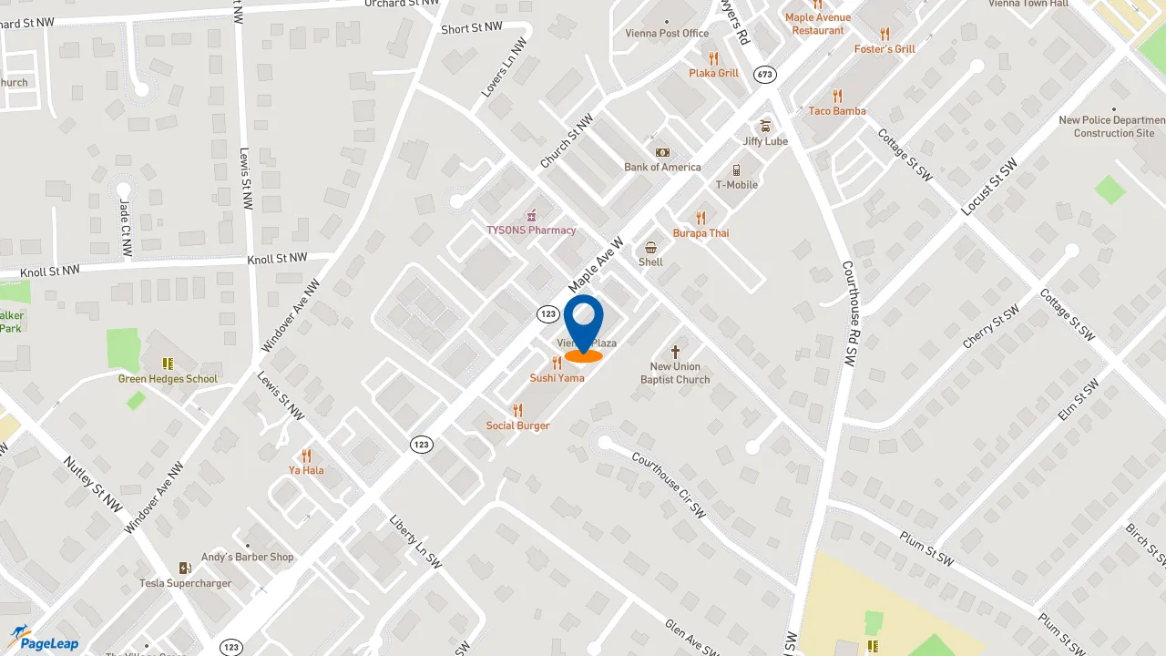 https://pageleap.com map showing location of Dunkin&#039; in Vienna.