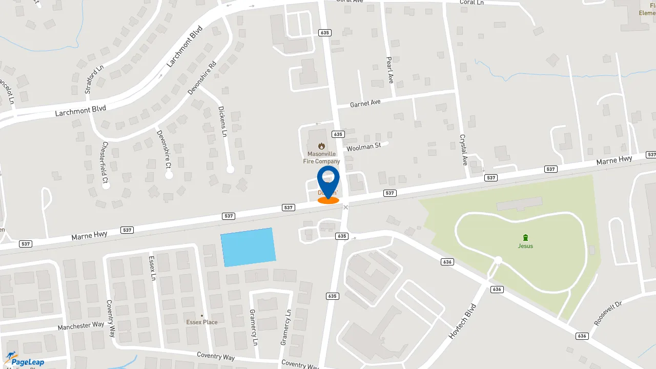 https://pageleap.com map showing location of Dunkin&#039; in Mount Laurel Township.