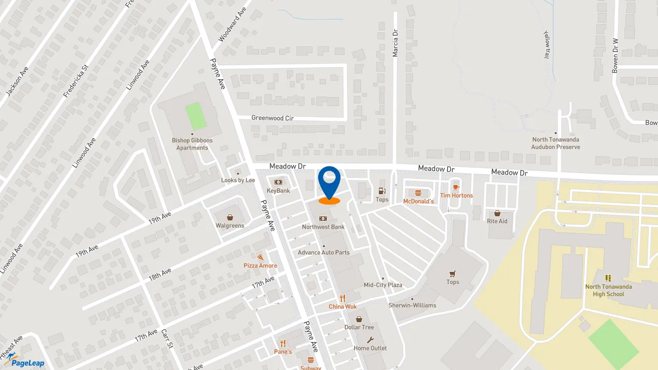 https://pageleap.com map showing location of Dunkin in North Tonawanda.