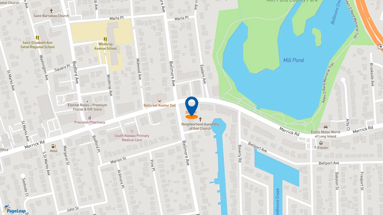 https://pageleap.com map showing location of Dunkin&#039; in Bellmore.