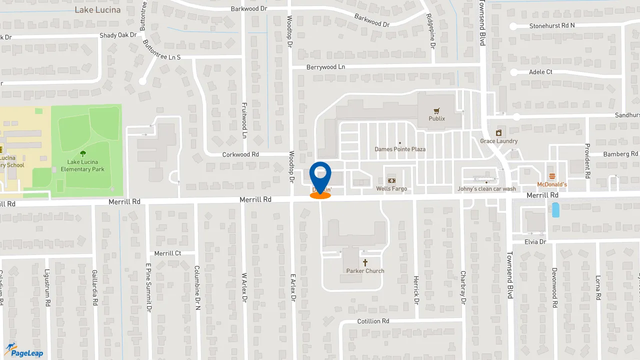 https://pageleap.com map showing location of Dunkin&#039; in Jacksonville.