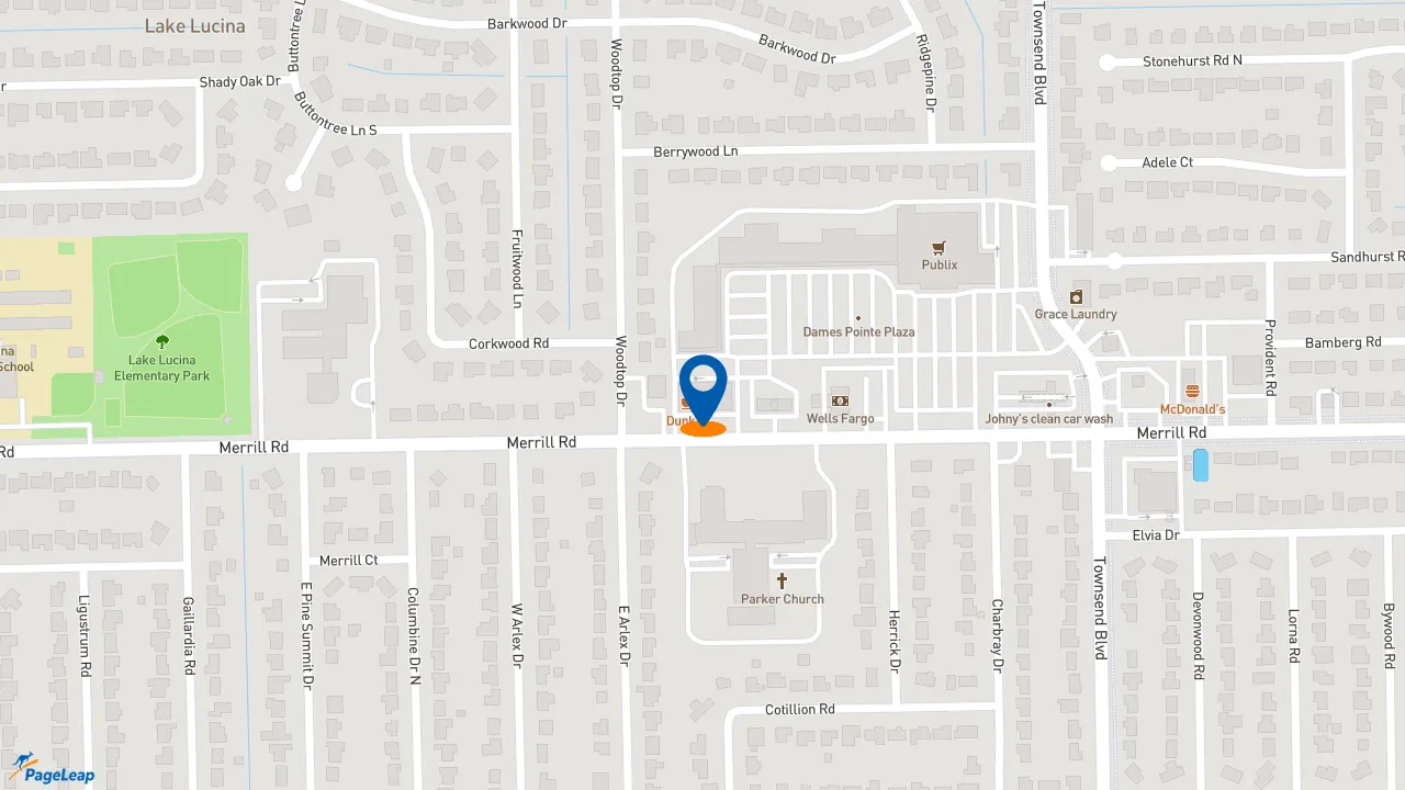 https://pageleap.com map showing location of Dunkin&#039; in Jacksonville.