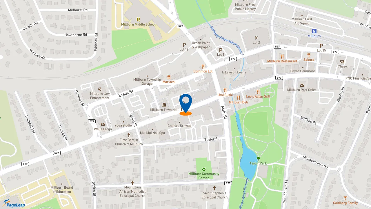 https://pageleap.com map showing location of Dunkin&#039; in Vineland.