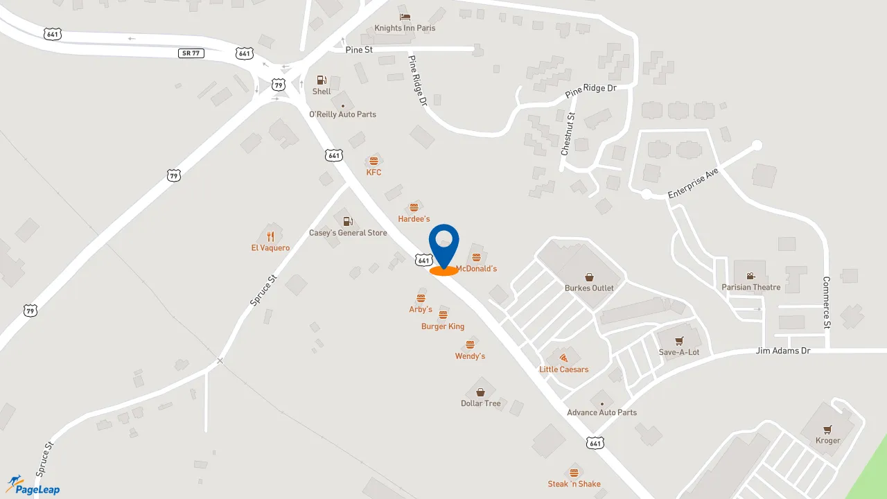 https://pageleap.com map showing location of Dunkin&#039; in Paris.