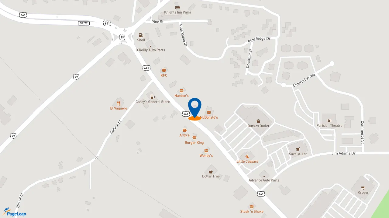 https://pageleap.com map showing location of Dunkin&#039; in Paris.