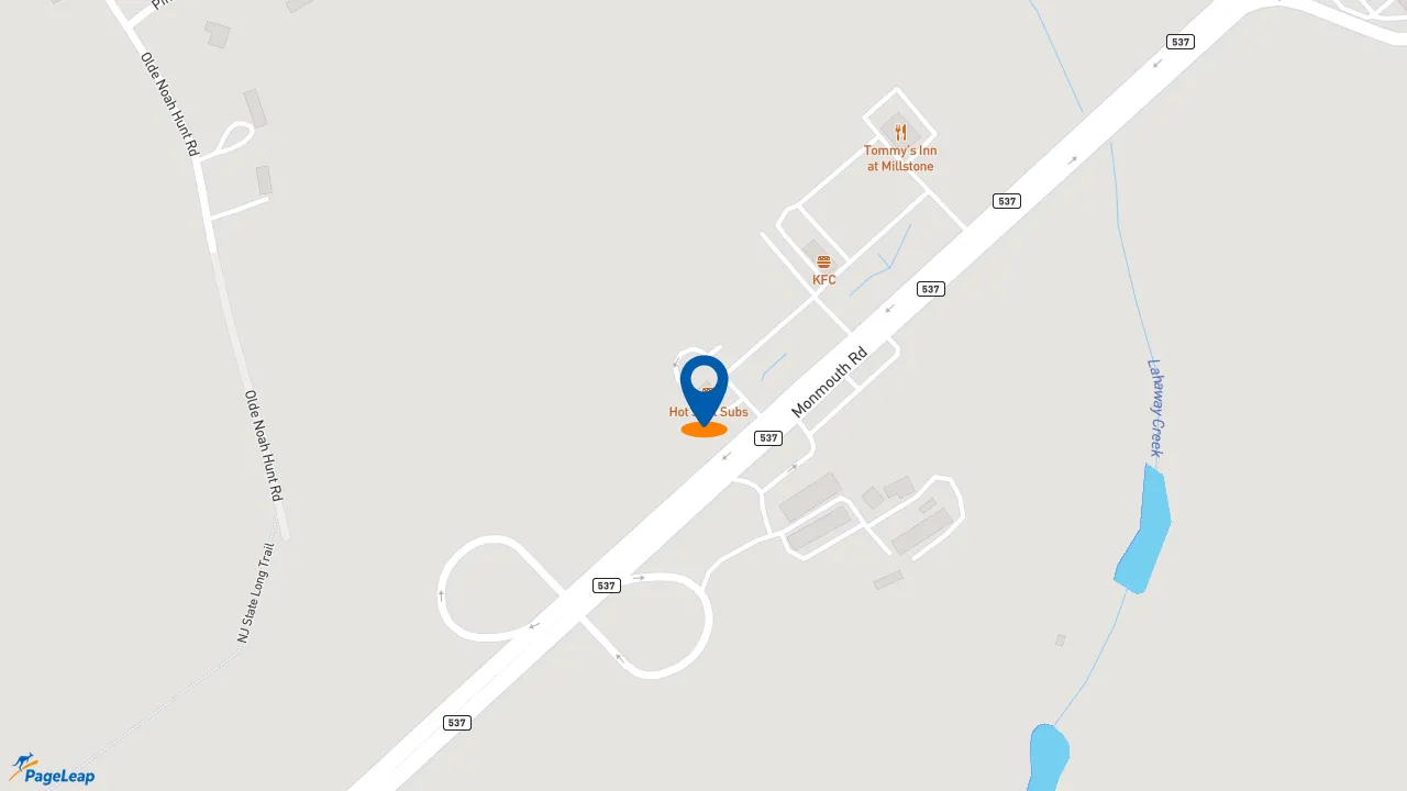 https://pageleap.com map showing location of Dunkin&#039; in Cream Ridge.