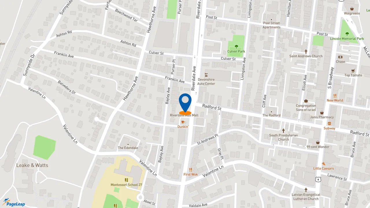 https://pageleap.com map showing location of Dunkin&#039; in Bronx.