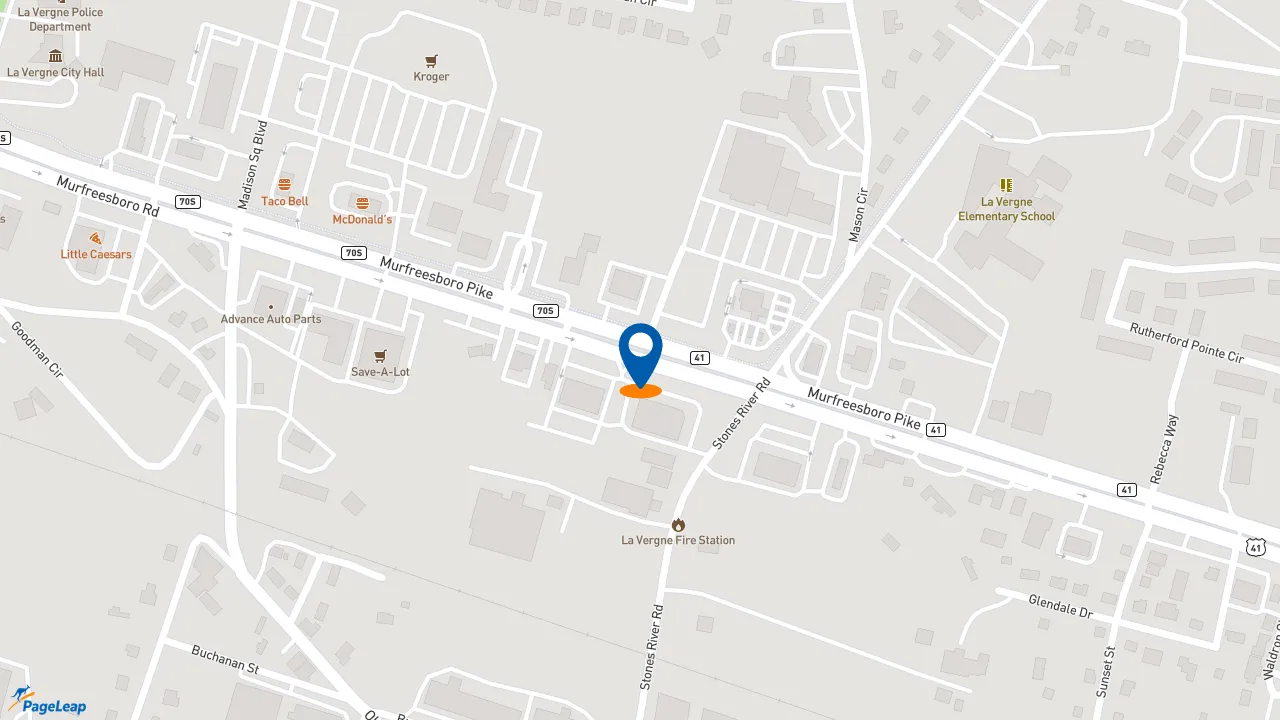 https://pageleap.com map showing location of Dunkin&#039; in La Vergne.