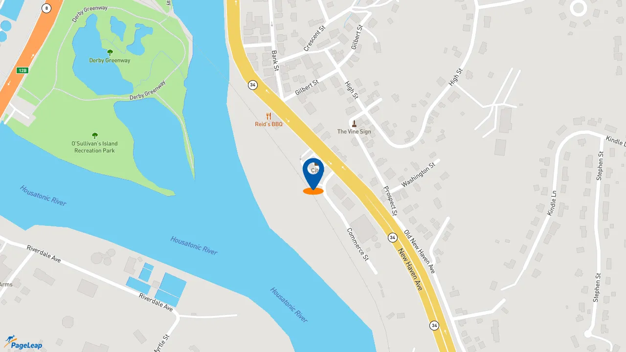 https://pageleap.com map showing location of Dunkin&#039; in Derby.