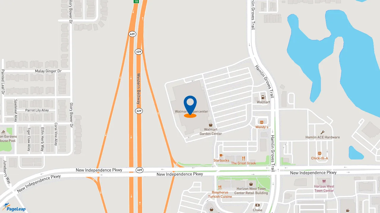 https://pageleap.com map showing location of Dunkin&#039; in Winter Garden.