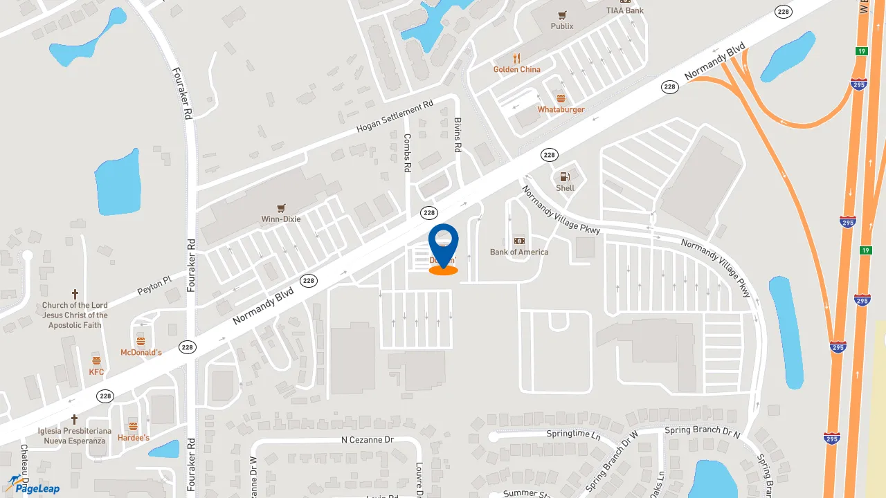 https://pageleap.com map showing location of Dunkin&#039; in Jacksonville.