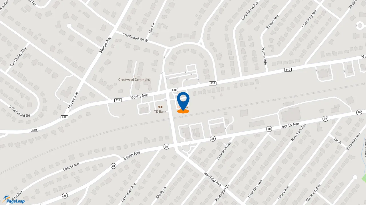 https://pageleap.com map showing location of Dunkin&#039; in Scotch Plains.