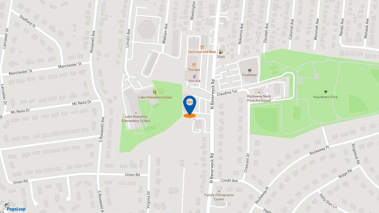 https://pageleap.com map showing location of Dunkin&#039; in Parsippany Troy Hills.