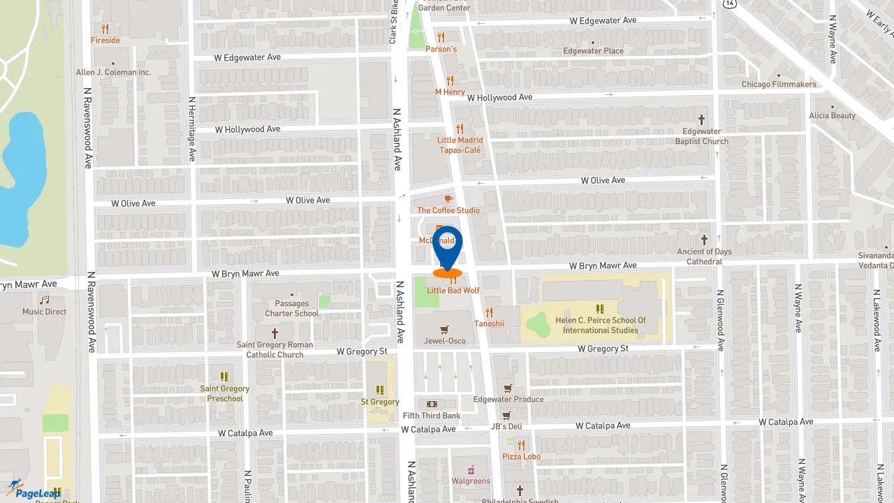 https://pageleap.com map showing location of Dunkin&#039; in Chicago.