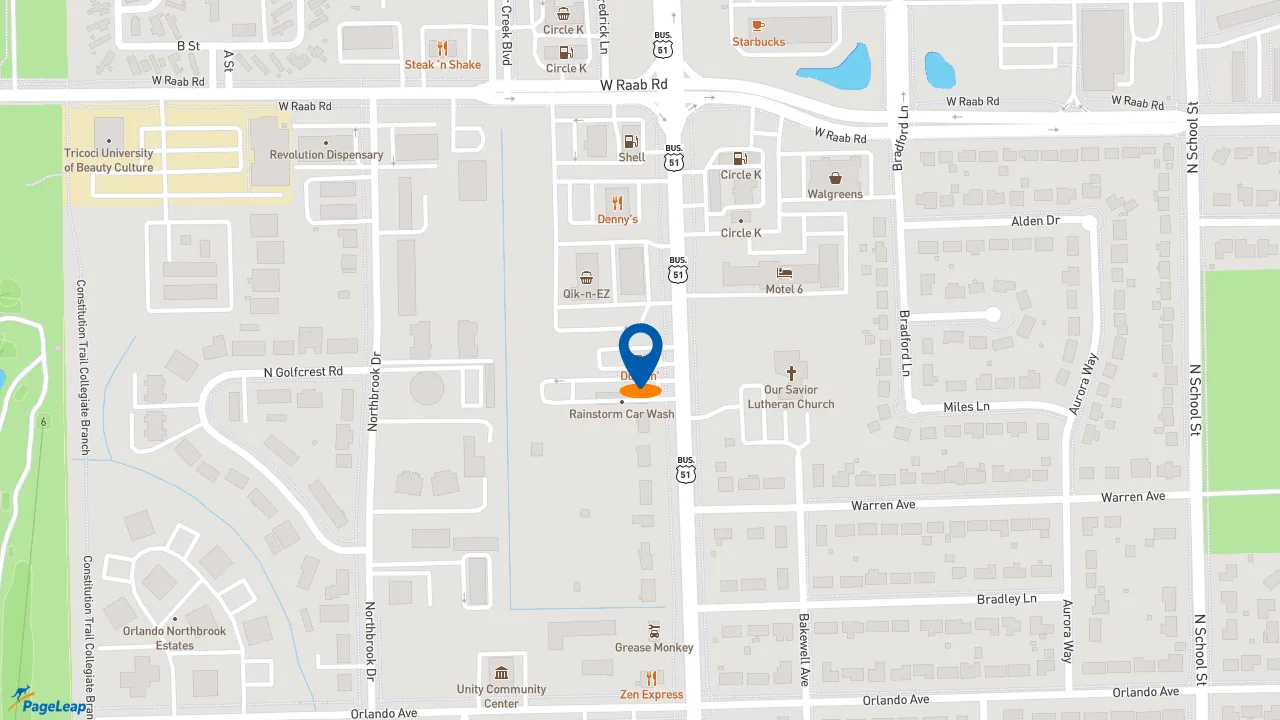 https://pageleap.com map showing location of Dunkin&#039; in Normal.