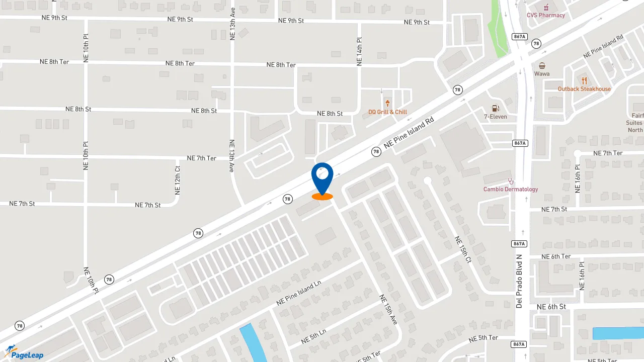 https://pageleap.com map showing location of Dunkin&#039; in Cape Coral.