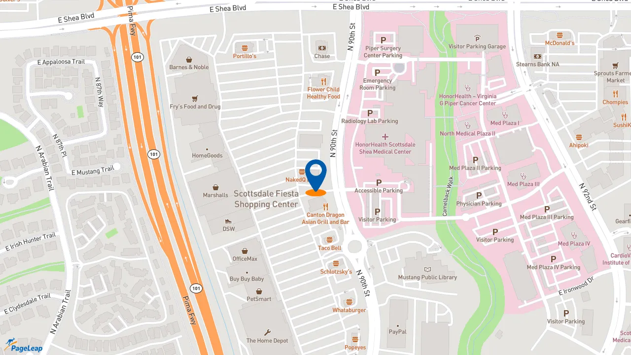 https://pageleap.com map showing location of Dunkin&#039; in Scottsdale.