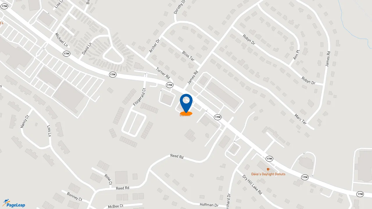 https://pageleap.com map showing location of Dunkin&#039; in Village Of Monroe.