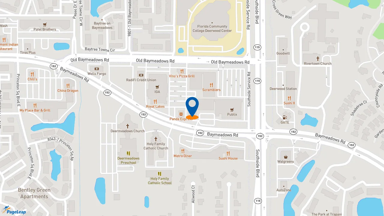 https://pageleap.com map showing location of Dunkin&#039; in Jacksonville.