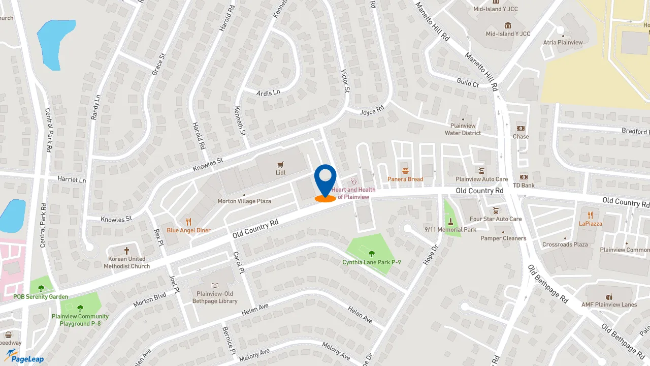 https://pageleap.com map showing location of Dunkin&#039; in Plainview.