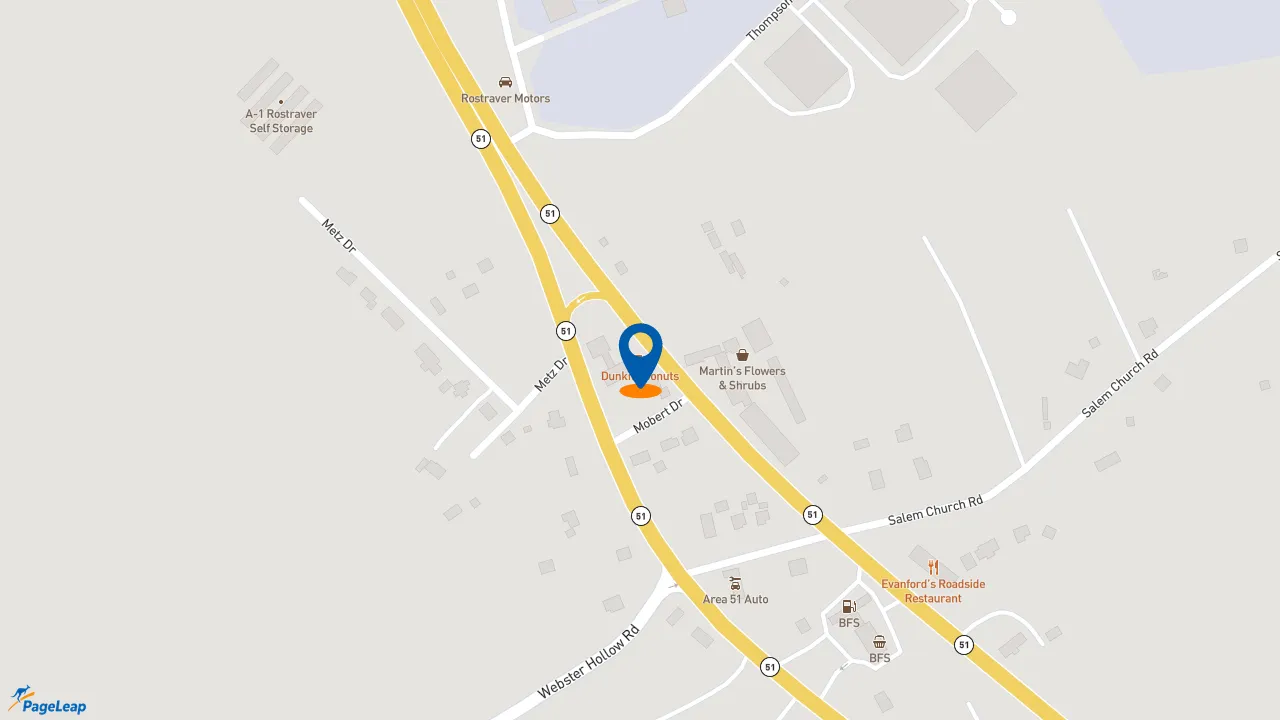 https://pageleap.com map showing location of Dunkin&#039; in Belle Vernon.