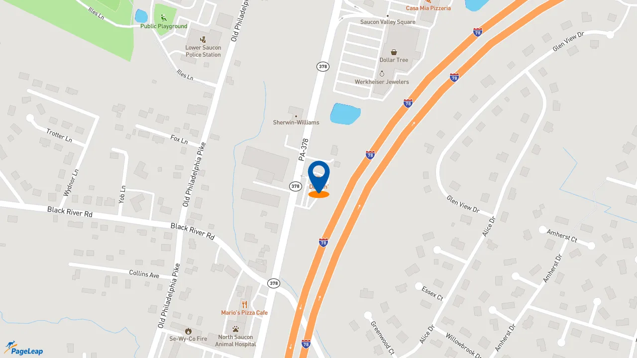 https://pageleap.com map showing location of Dunkin&#039; in Bethlehem.