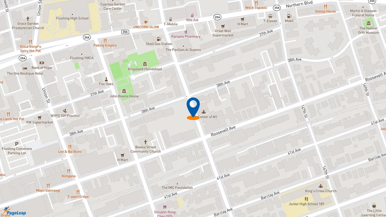 https://pageleap.com map showing location of Dunkin&#039; in Flushing.
