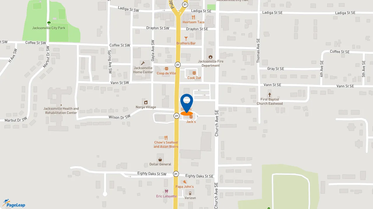 https://pageleap.com map showing location of Dunkin&#039; in Jacksonville.