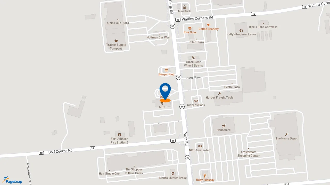https://pageleap.com map showing location of Dunkin&#039; in City Of Amsterdam.