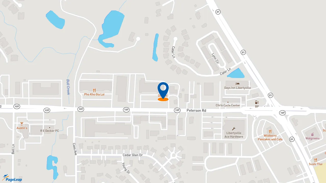 https://pageleap.com map showing location of Dunkin&#039; in Libertyville.