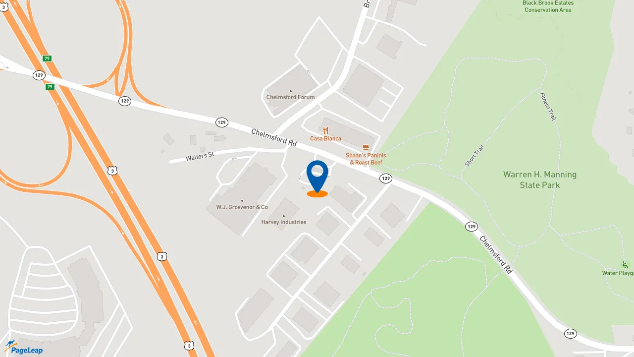 https://pageleap.com map showing location of Dunkin&#039; in North Billerica.